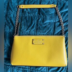 Neon Yellow Leather Chain Strap Bag